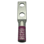 Tin-plated, 1/0 AWG extra-long barrel copper compression lug with dual 3/8 inch studs.