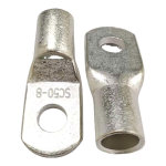 Front and back view of heavy-duty SC50-8 crimp lugs for solar and RV wiring.