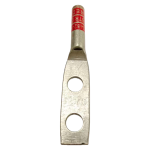 Tin-plated, 8 AWG long barrel copper compression lug, 2-hole 1/4" studs, 1-inch spacing