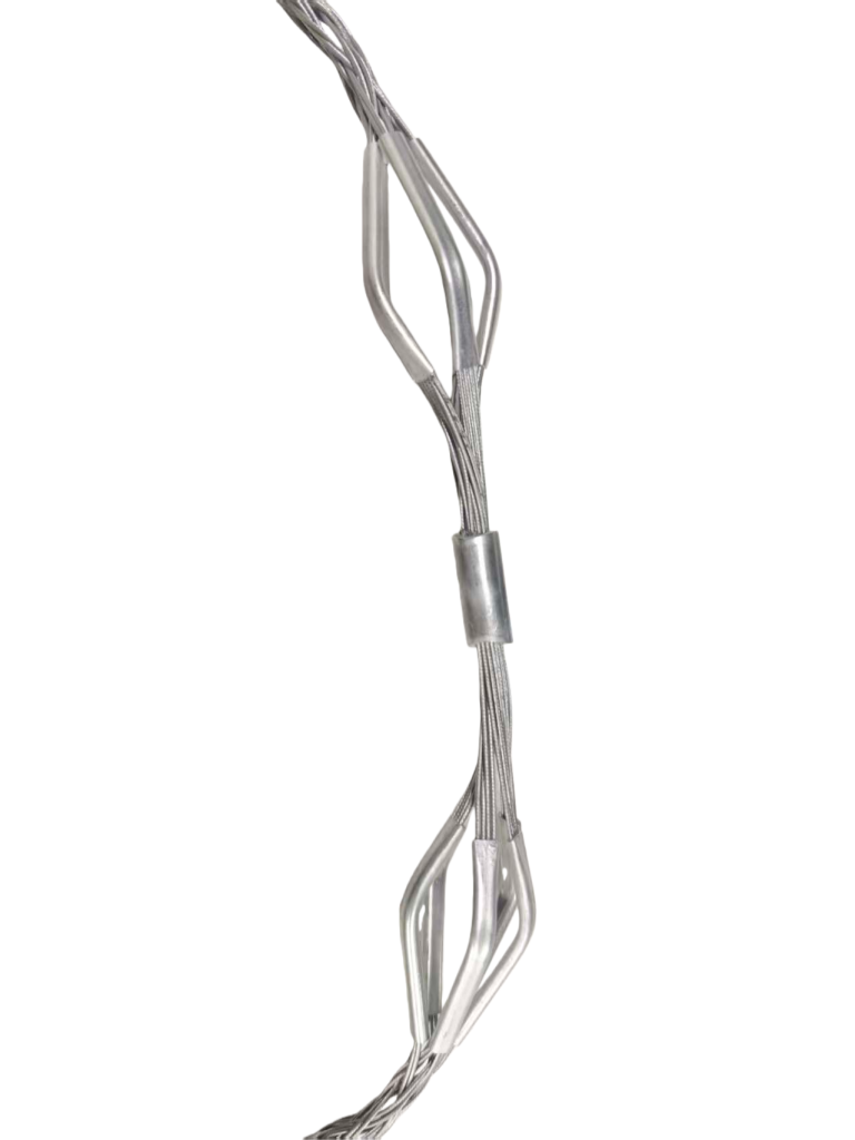 Close-up of the crimped terminal connection point of the RA type grip, highlighting the compression sleeve material options.