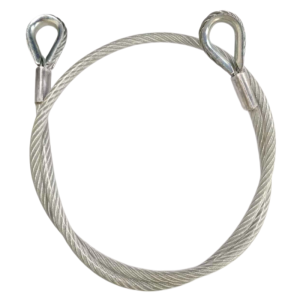 Full view of the heavy-duty swaged soft loop wire rope sling assembly for lifting applications.