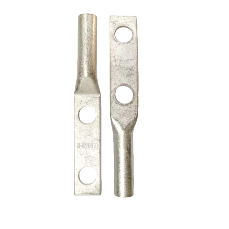 High-current CL60-2H-12 dual stud copper lugs shown in a pair for front and back visual reference of the two-hole configuration.