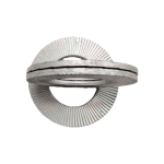 Detailed internal view of a DIN 25201 washer pair showing the tension-based wedge cam locking geometry.