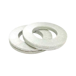 Professional stacked view of Dacromet coated DIN 25201 washers for bulk industrial supply.