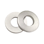 Stacked view of multiple Dacromet coated DIN 6796 washers for industrial supply.
