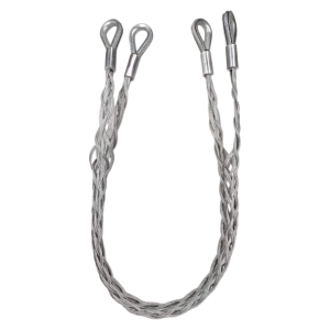 Full view of the Type RAT double-head and sides dragging cable grip with multi-strand silk mesh.