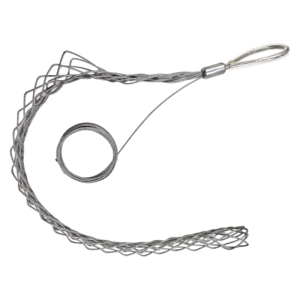 Full view of the Type SK wrap-around cable grip showing the semi-open soft mesh and single side dragging eyelet.