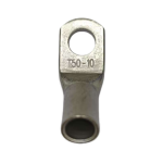 Front view of a T45 series angled lug showcasing the smooth tin-plated palm and precision stud hole.