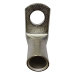 Front view of a T90 series 90-degree lug, highlighting the precision-drilled stud hole and smooth tin-plated finish.