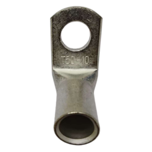 Front view of a T90 series 90-degree lug, highlighting the precision-drilled stud hole and smooth tin-plated finish.