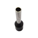 Side profile of a black 16 AWG wire ferrule highlighting the durable Nylon 66 insulation sleeve.
