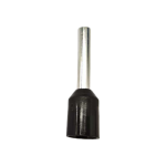 Front view of a 1.5mm2 black cord end terminal showing the seamless T2 copper pin and tin plating.Front view of a 1.5mm2 black cord end terminal showing the seamless T2 copper pin and tin plating.