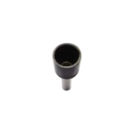 Close-up of the funnel-entry design on a black 1.5mm2 ferrule for easy wire insertion and inspection.