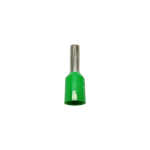 Front view of a DIN standard green 16mm2 cord end terminal with high-quality nylon sleeve.