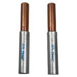 Side-by-side view of two GTL-25mm2 bi-metal friction welded connecting tubes with clear model markings.