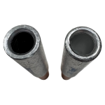 Top-down internal view of the aluminum barrel end of GTL series connecting tubes for wire insertion.