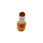 Side profile showing the precise pin length and insulation sleeve of an orange bootlace ferrule.