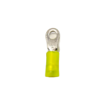 Side profile of an Xluig yellow ring terminal highlighting the high-temp Nylon sleeve and copper barrel.