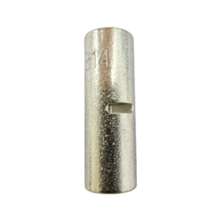 Macro view of the seamless T2 copper barrel on an Xluig B series butt connector.
