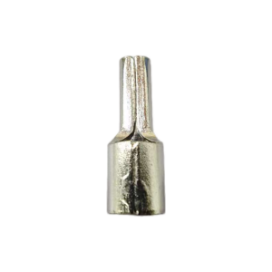 Front view showing the slim blade-style pin of a KS non-insulated copper terminal.