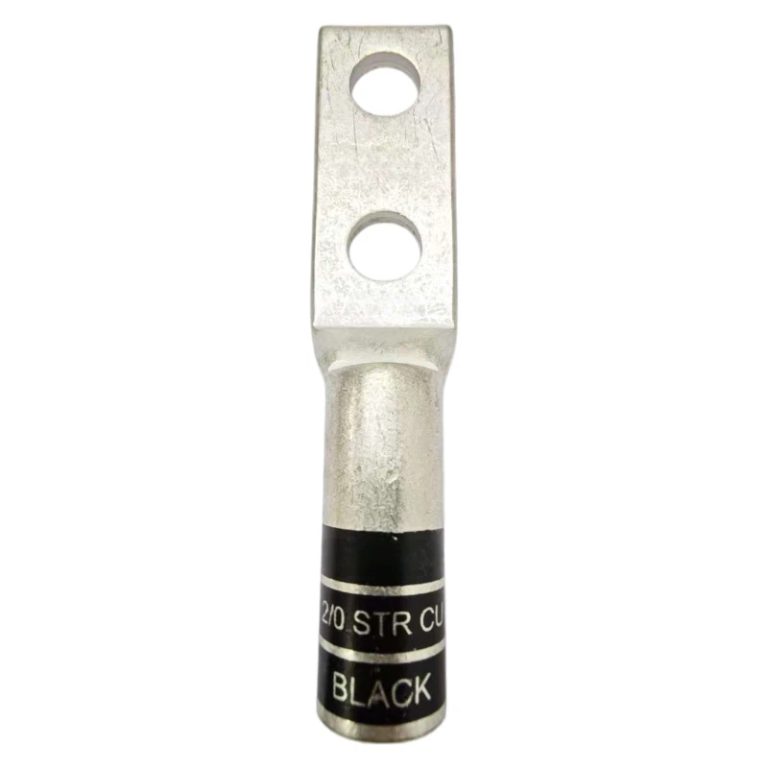 Front perspective of XLUIG 2/0 AWG long barrel copper lug manufactured by Kunshan Xinluan.