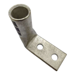 Top view showing the 90-degree bend and 1 inch hole spacing on an XLUIG 2/0 AWG black copper terminal.