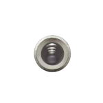 Top-down view into the interior bore of an XLUIG brass splice sleeve showing the seamless hollow center.