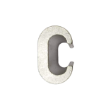 Top view of the tin-plated C-tap connector opening, showing the precision C and E dimensions for silver wire entry.