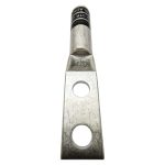 Top view of the 1 inch spacing two-hole configuration on an XLUIG 2/0 AWG copper grounding terminal.