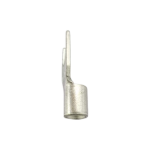 Side profile of an 8 AWG copper spade connector highlighting the heavy-duty material thickness.