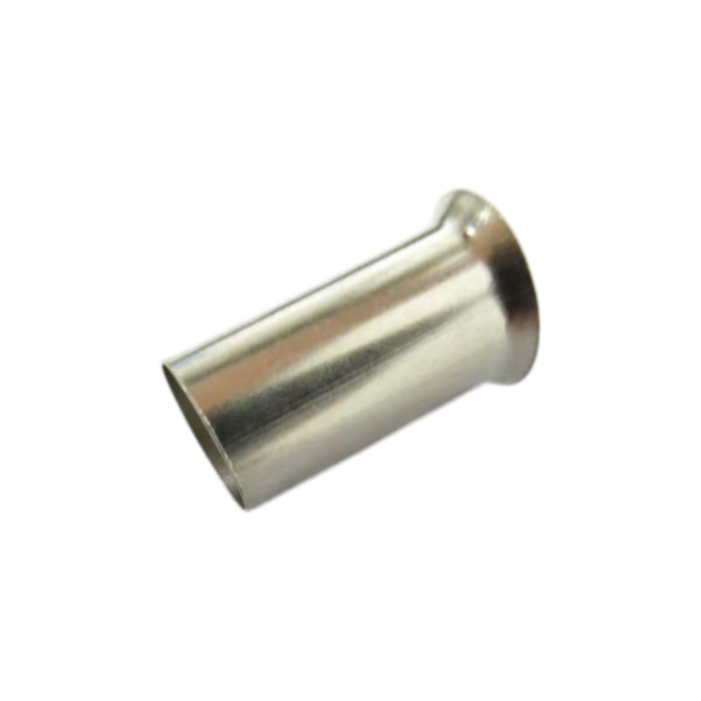 Close-up of the barrel entry on an XLUIG wire end sleeve showing the precision flared edge for strands.